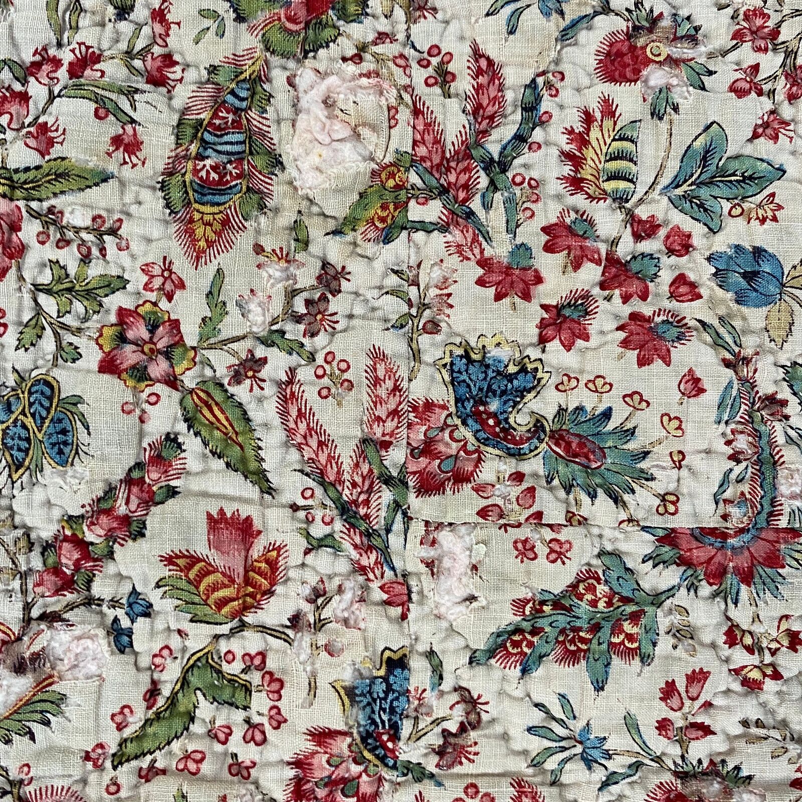 1700s French Antique Quilt Pique Toile de Jouy