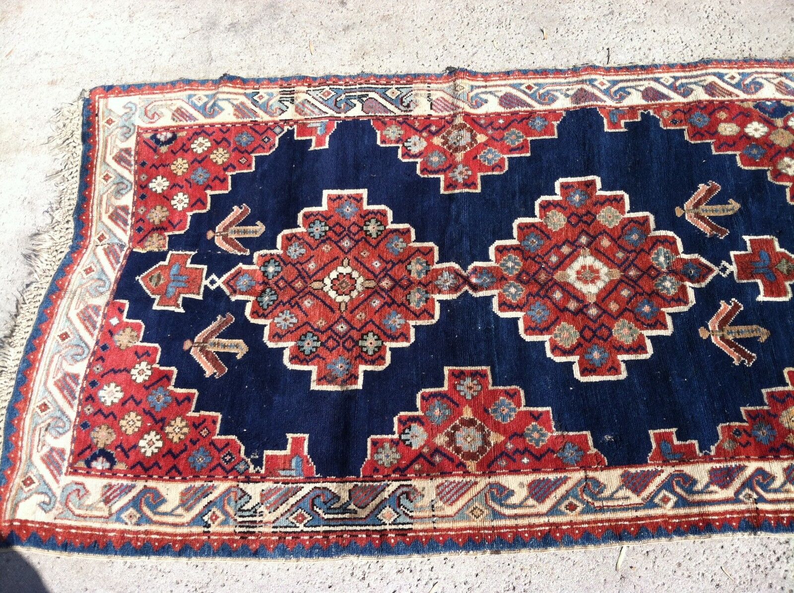Rare 1900s Hand-Knotted Caucasian Wool Rug 68"x40
