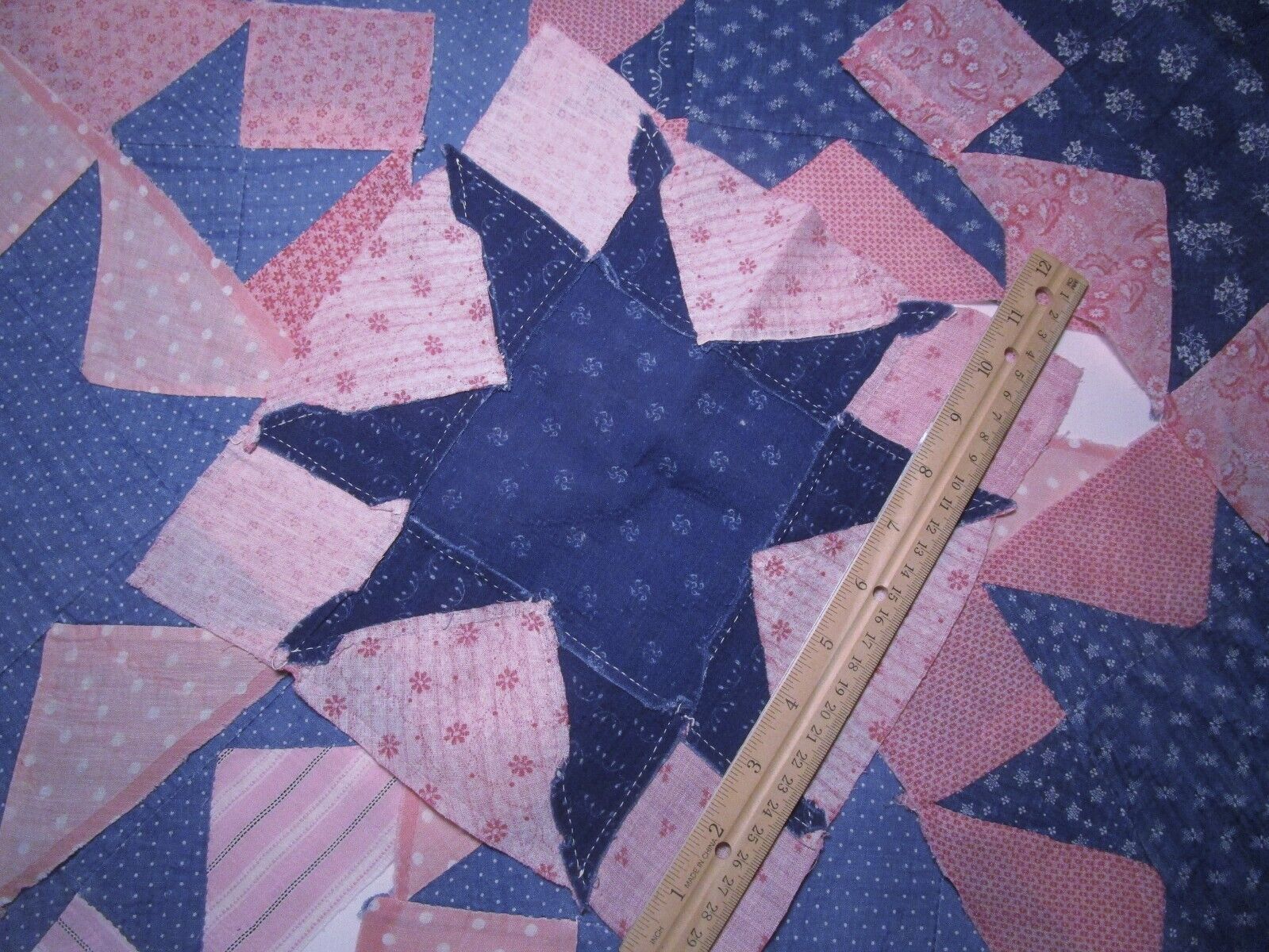 1800s Hand Sewn Antique Quilt Block Set 12 pcs
