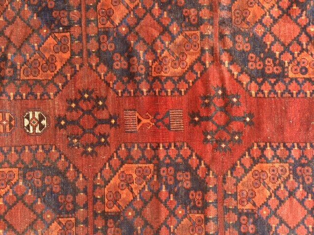 Antique Turkoman Ersari Afghan Wool Rug 7'5" x 9'7