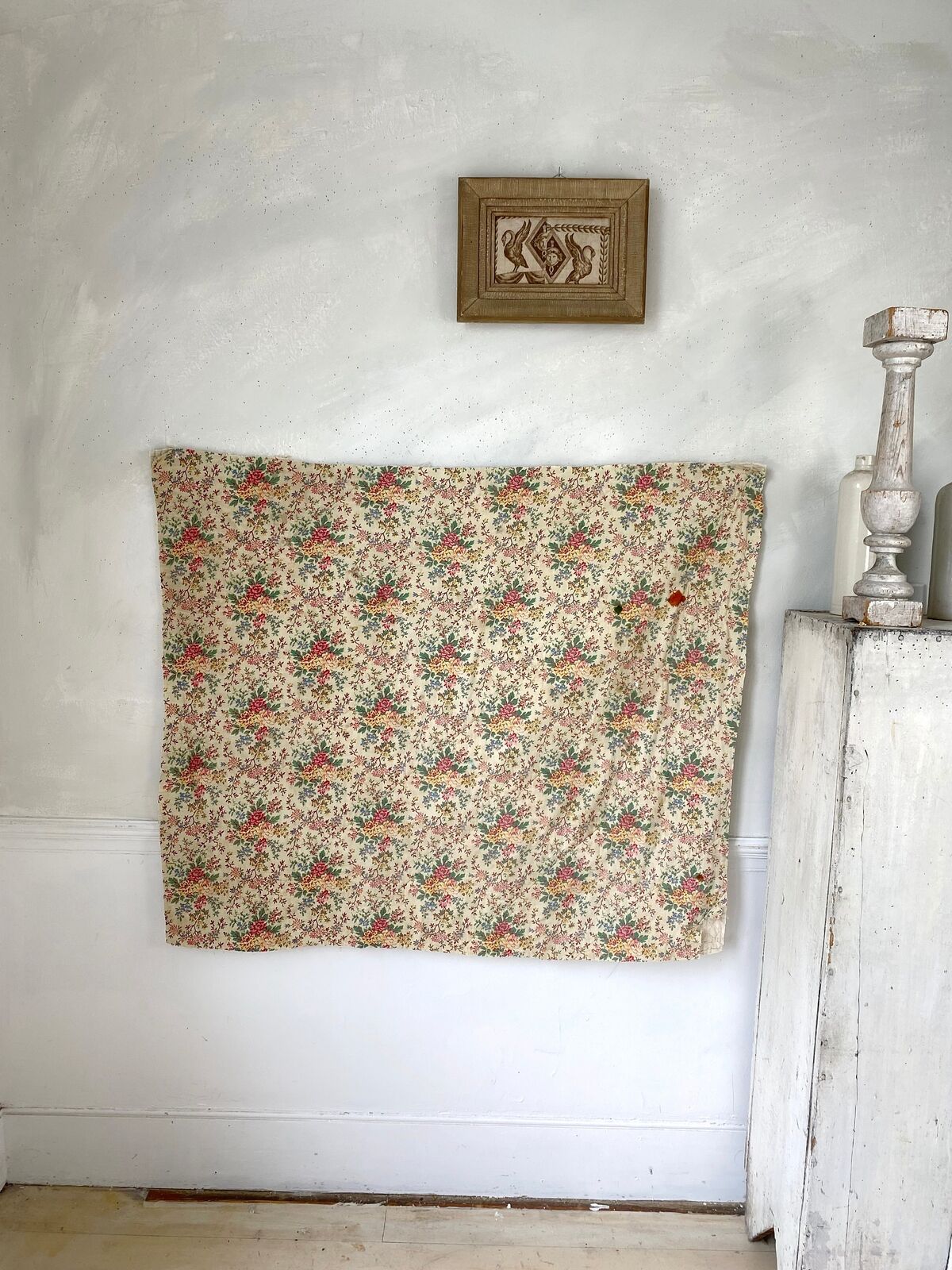 Vintage Floral Quilted Fragment, French Design 1930s