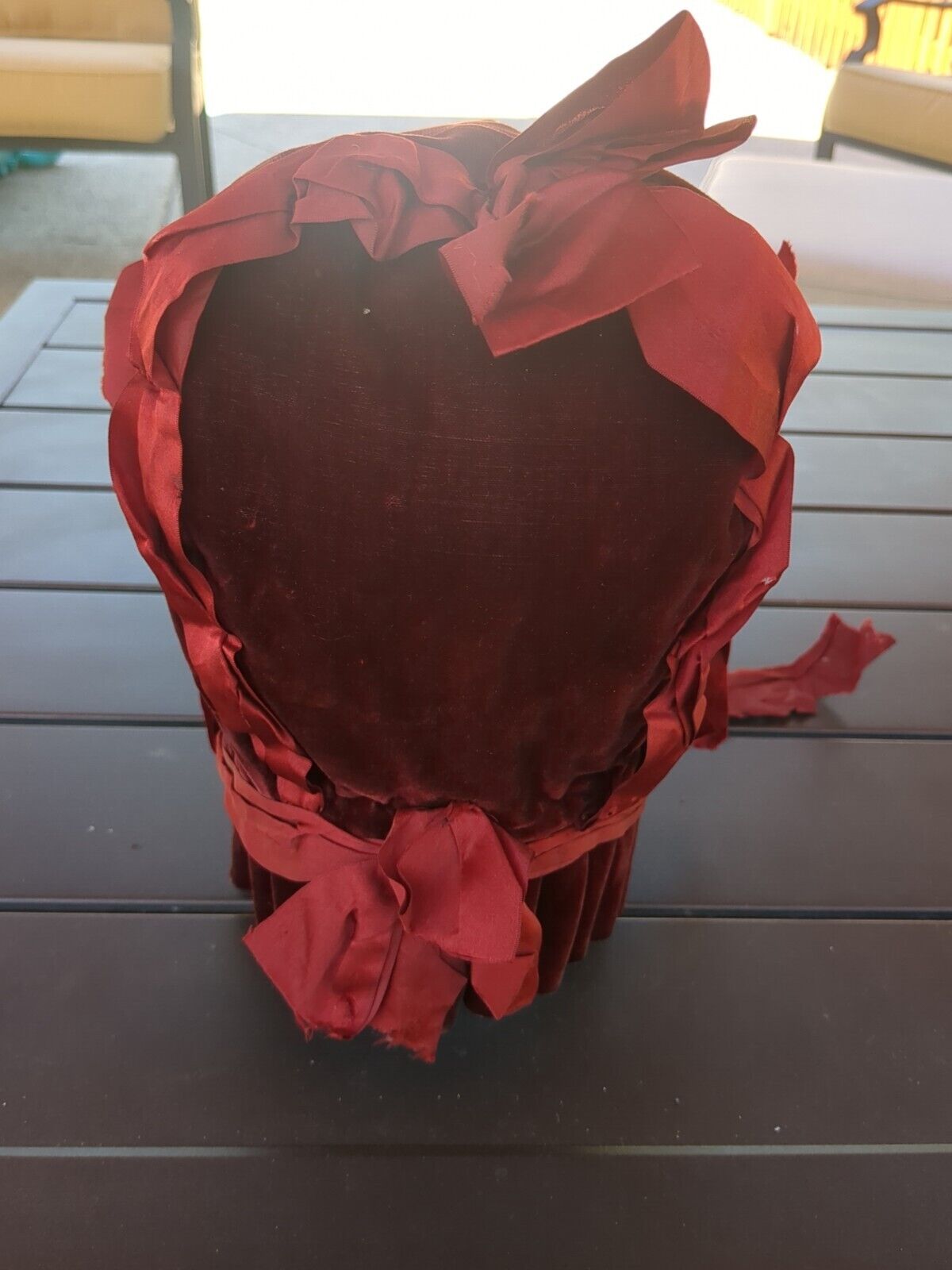 Victorian Velvet Quilted Bonnet from 1800s