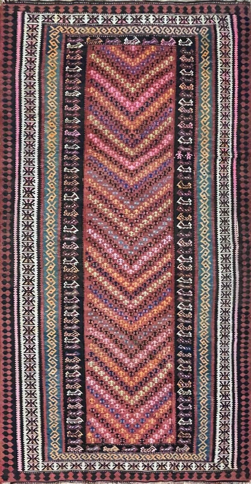 Vintage Turkish Kilim Flat Weave Rug, 5'6" x 10