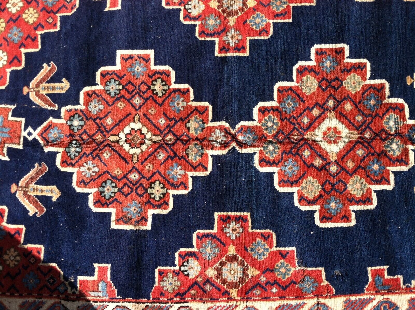 Rare 1900s Hand-Knotted Caucasian Wool Rug 68"x40