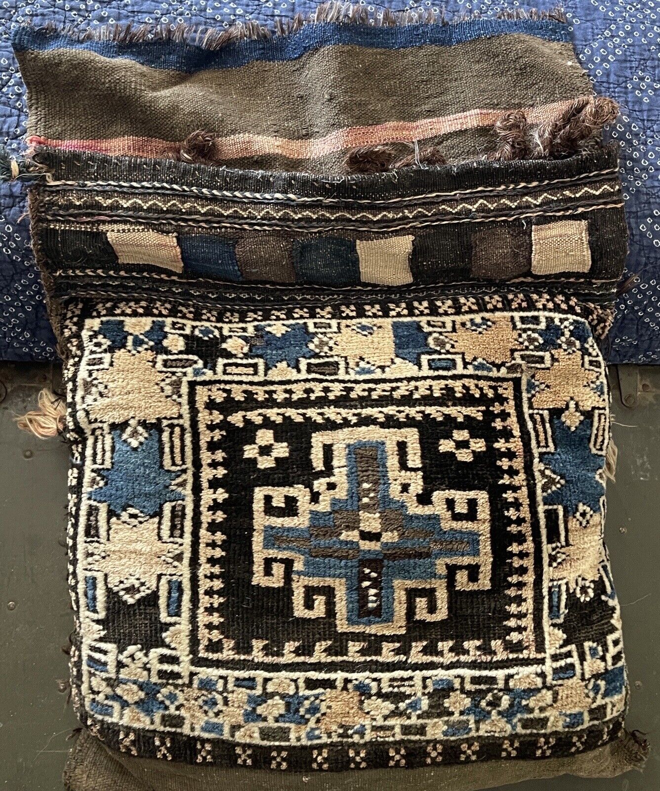 Early 1900s Afghan Throw Rug Pillow