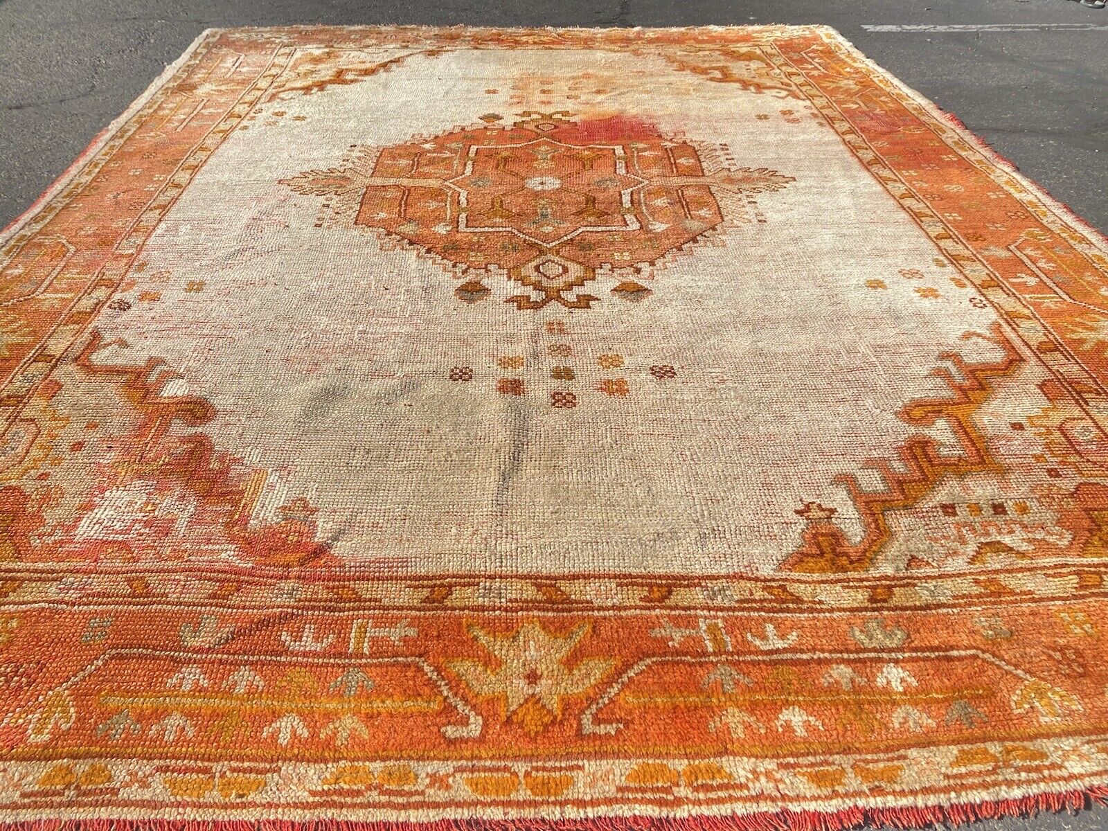 Vintage Oushak Rug 8.8x11.3 from 1900s