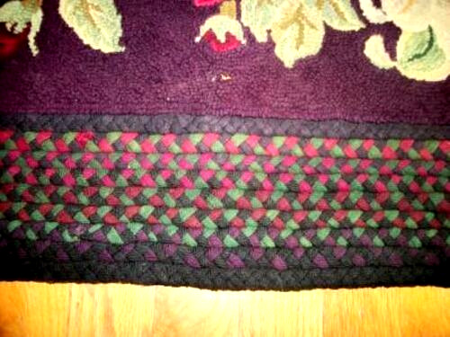 Handmade Early 1900s Hooked Rug with Roses