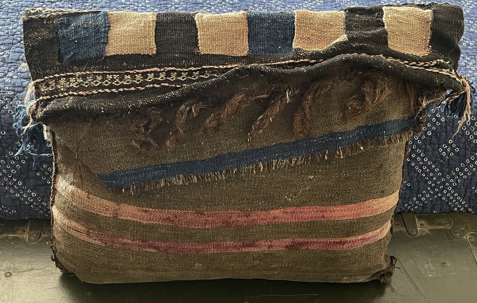 Early 1900s Afghan Persian Pillow Throw Rug