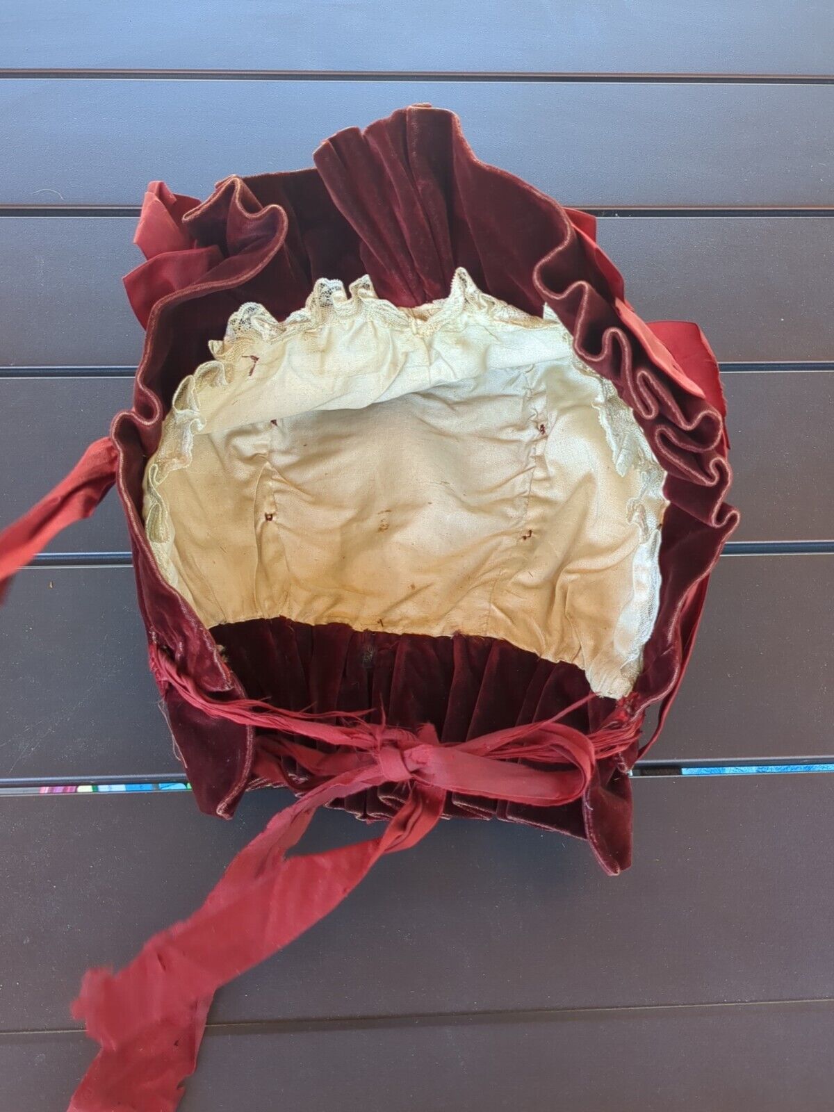 Victorian Velvet Quilted Bonnet from 1800s