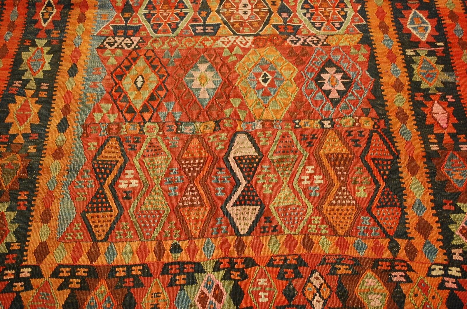 Rare Pre-1900s Caucasian Kilim Rug 4.8x15.6