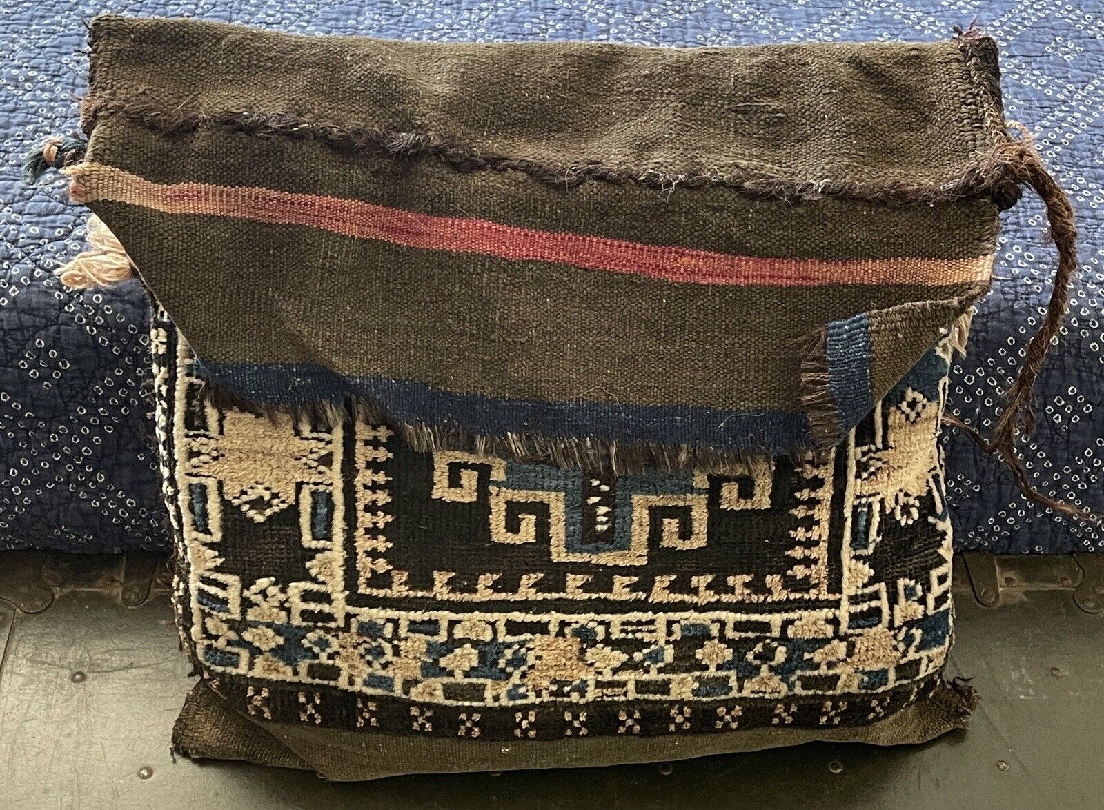 Early 1900s Afghan Throw Rug Pillow