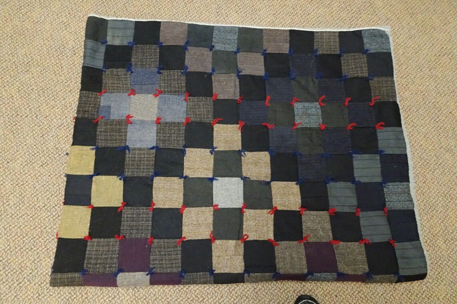 1800s Patchwork Wool Flannel Carriage Blanket Quilt