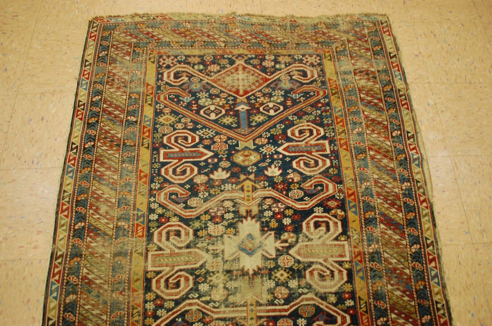 Rare Antique Caucasian Shirvan Perpedil Rug 3'11"x5'6