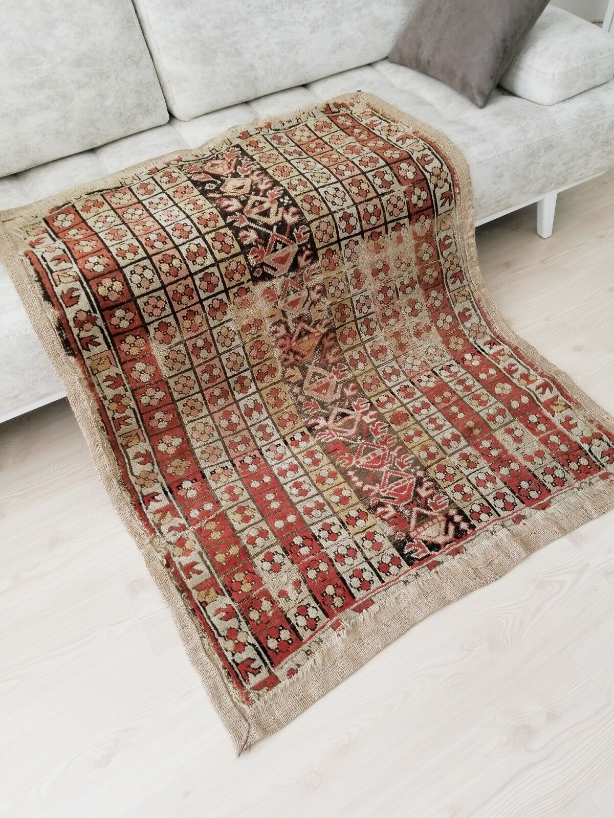 Antique Oushak Rug with Muted Dyes, Pre-1900s