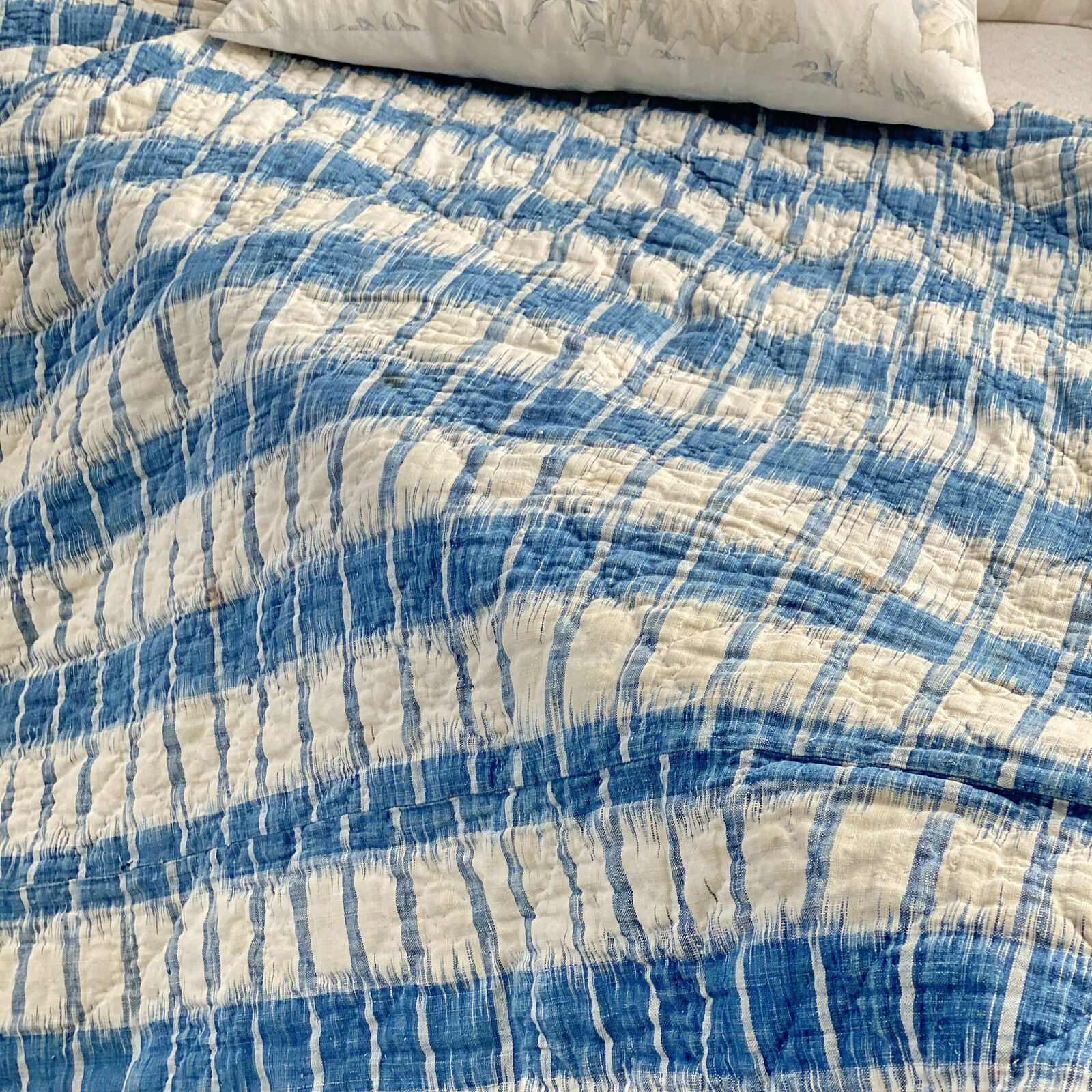 18th Century French Ikat Flamme Antique Quilt