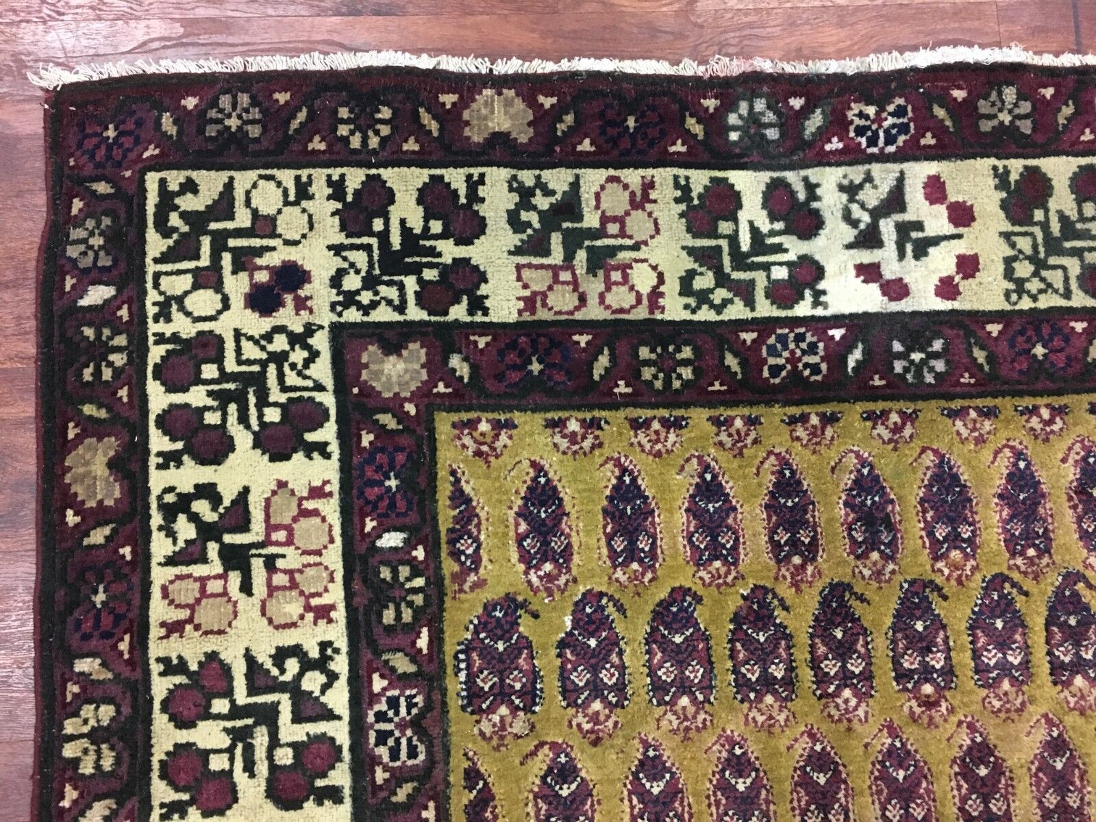 Antique Hand-Knotted 7x12 Paisley Agra Runner