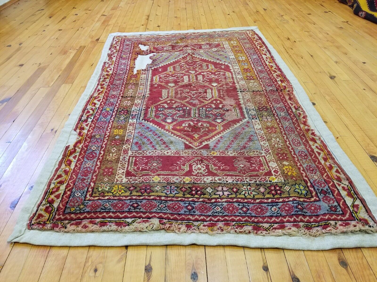 Antique Natural Dye Wool Prayer Rug, Kirsehir