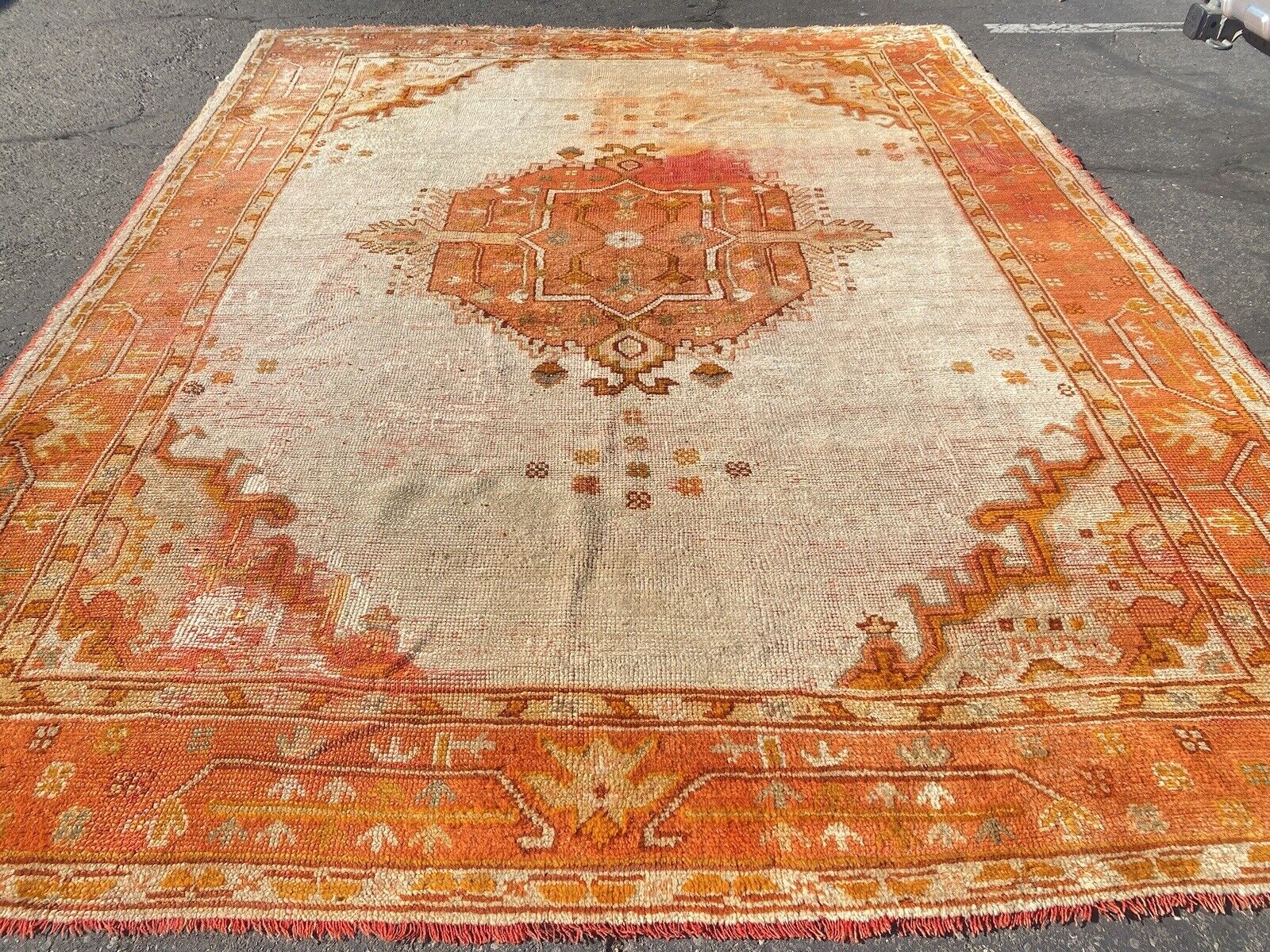 Vintage Oushak Rug 8.8x11.3 from 1900s