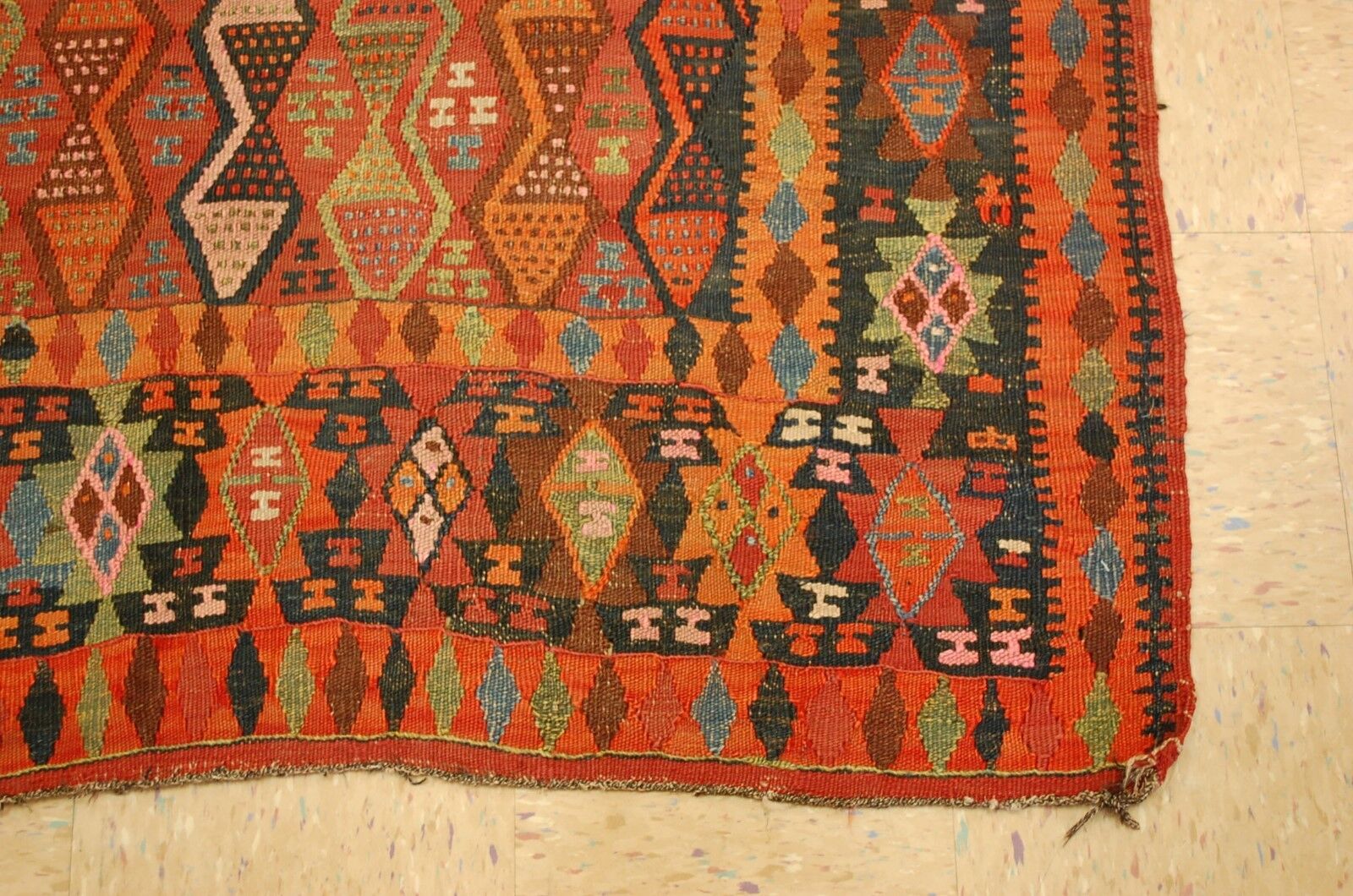 Rare Pre-1900s Caucasian Kilim Rug 4.8x15.6