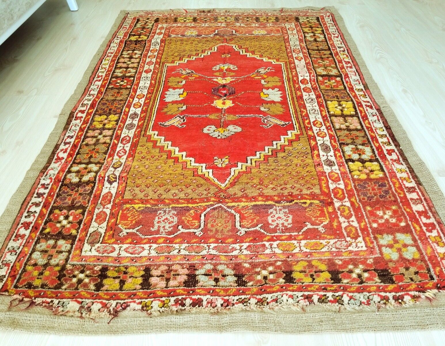 Pre-1900s Kirsehir Wool Pile Rug 3'7"x5'5