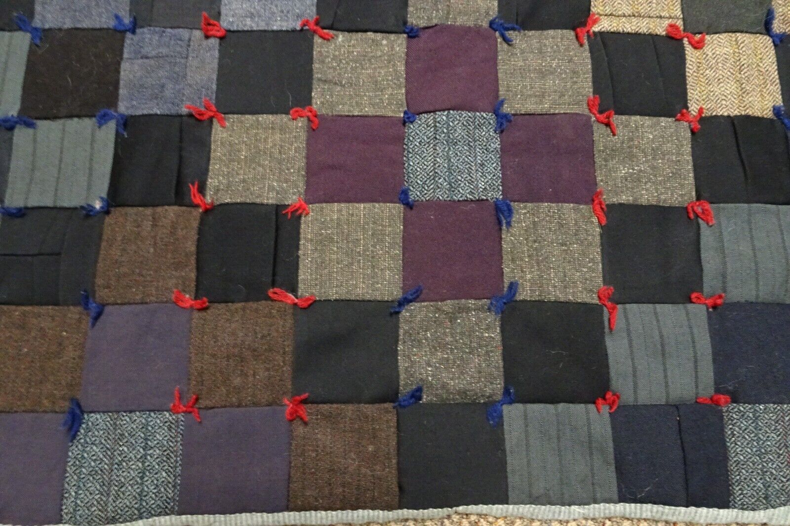 1800s Patchwork Wool Flannel Carriage Blanket Quilt