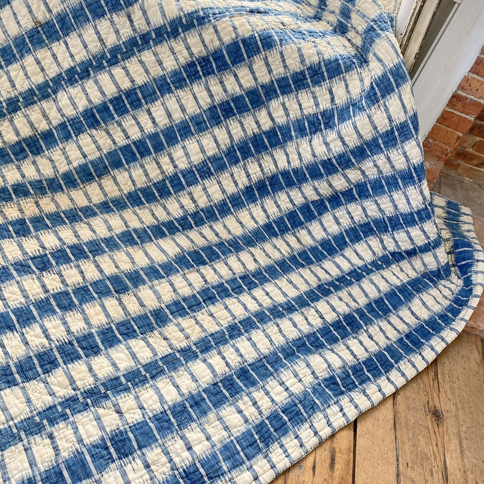 18th Century French Ikat Flamme Antique Quilt