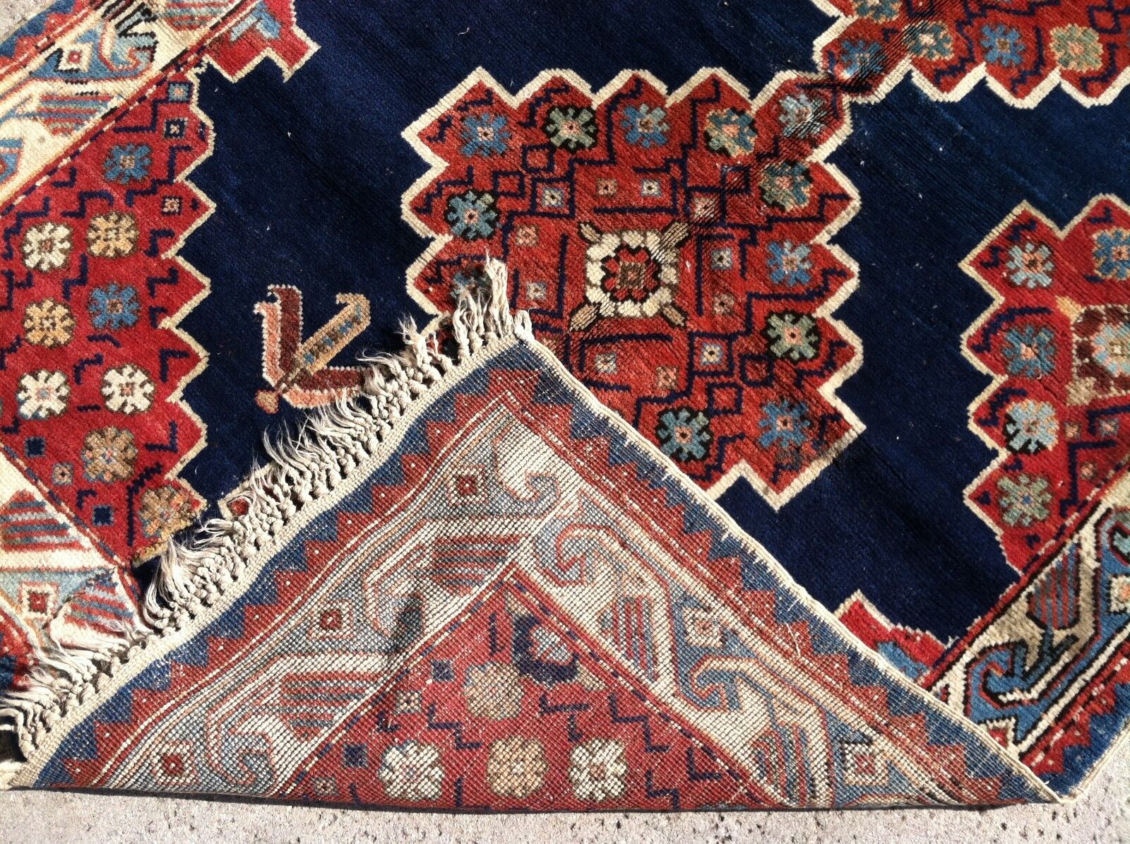 Rare 1900s Hand-Knotted Caucasian Wool Rug 68"x40