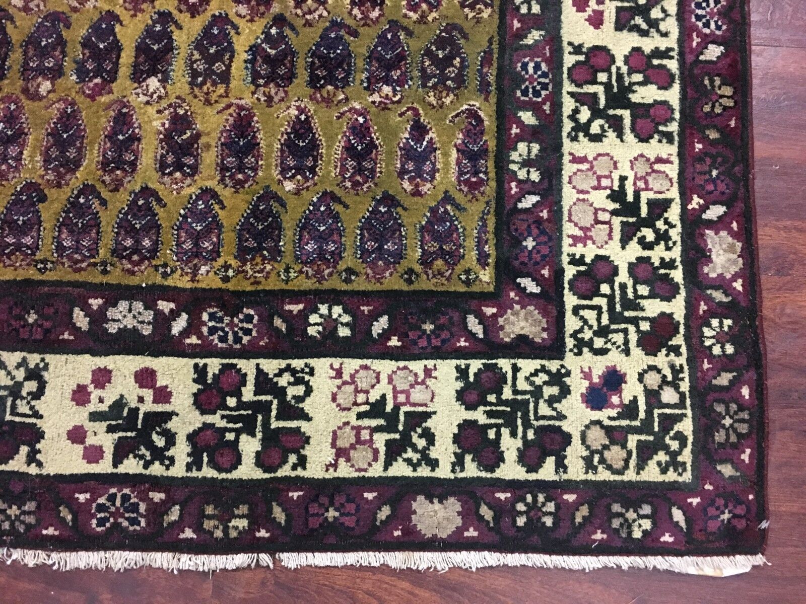 Antique Hand-Knotted 7x12 Paisley Agra Runner