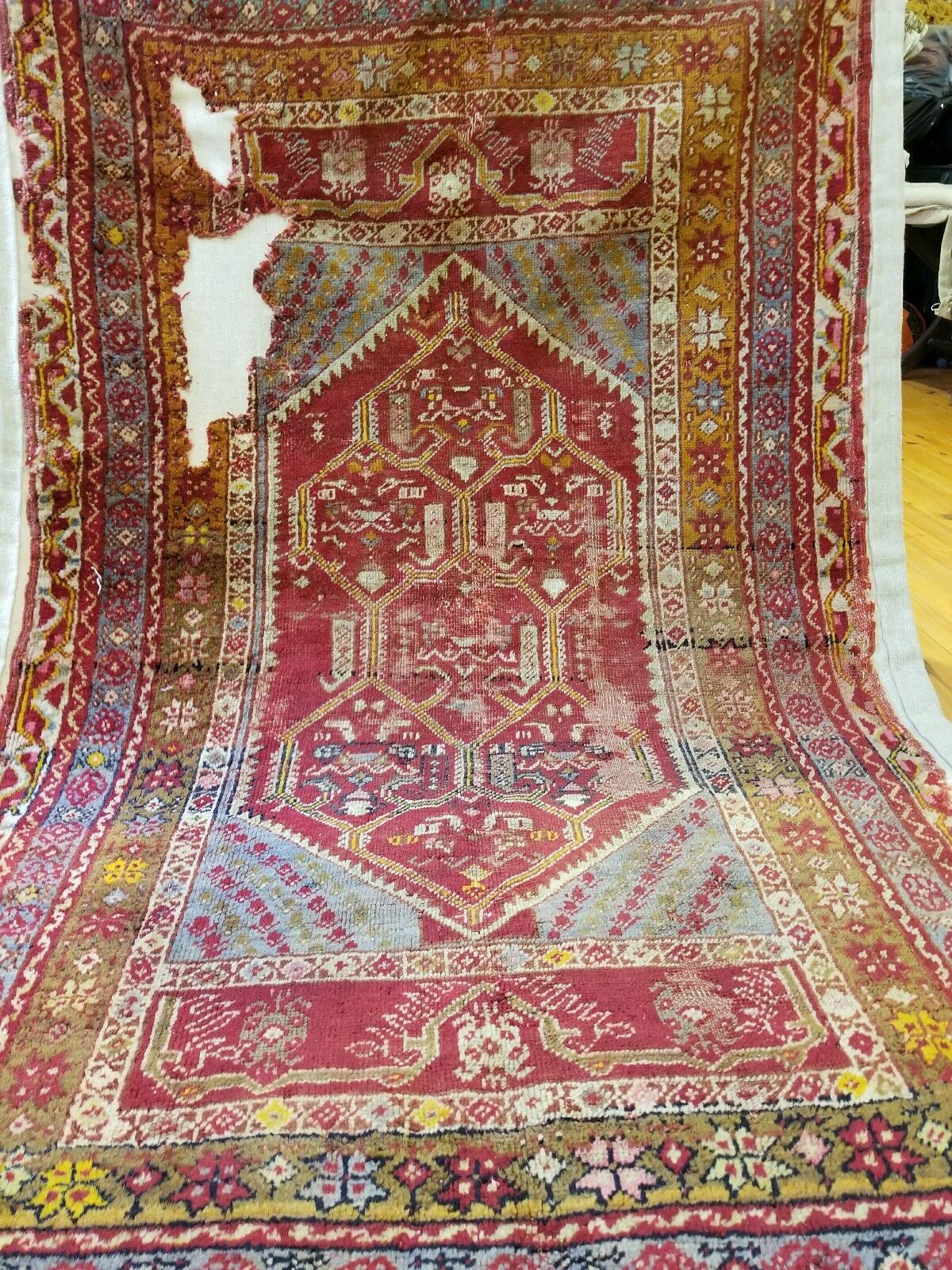 Antique Natural Dye Wool Prayer Rug, Kirsehir