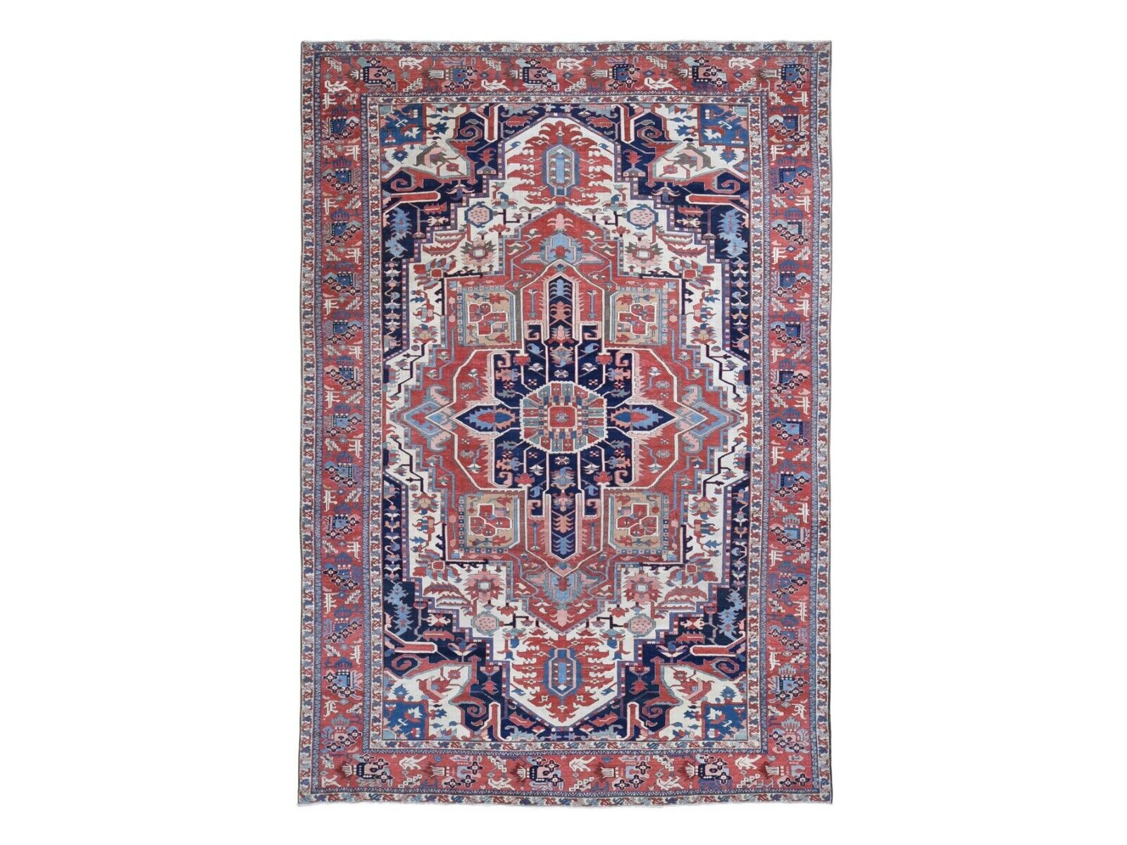 Antique Heriz Rug with Vivid Natural Dyes 8'10" x 12'5