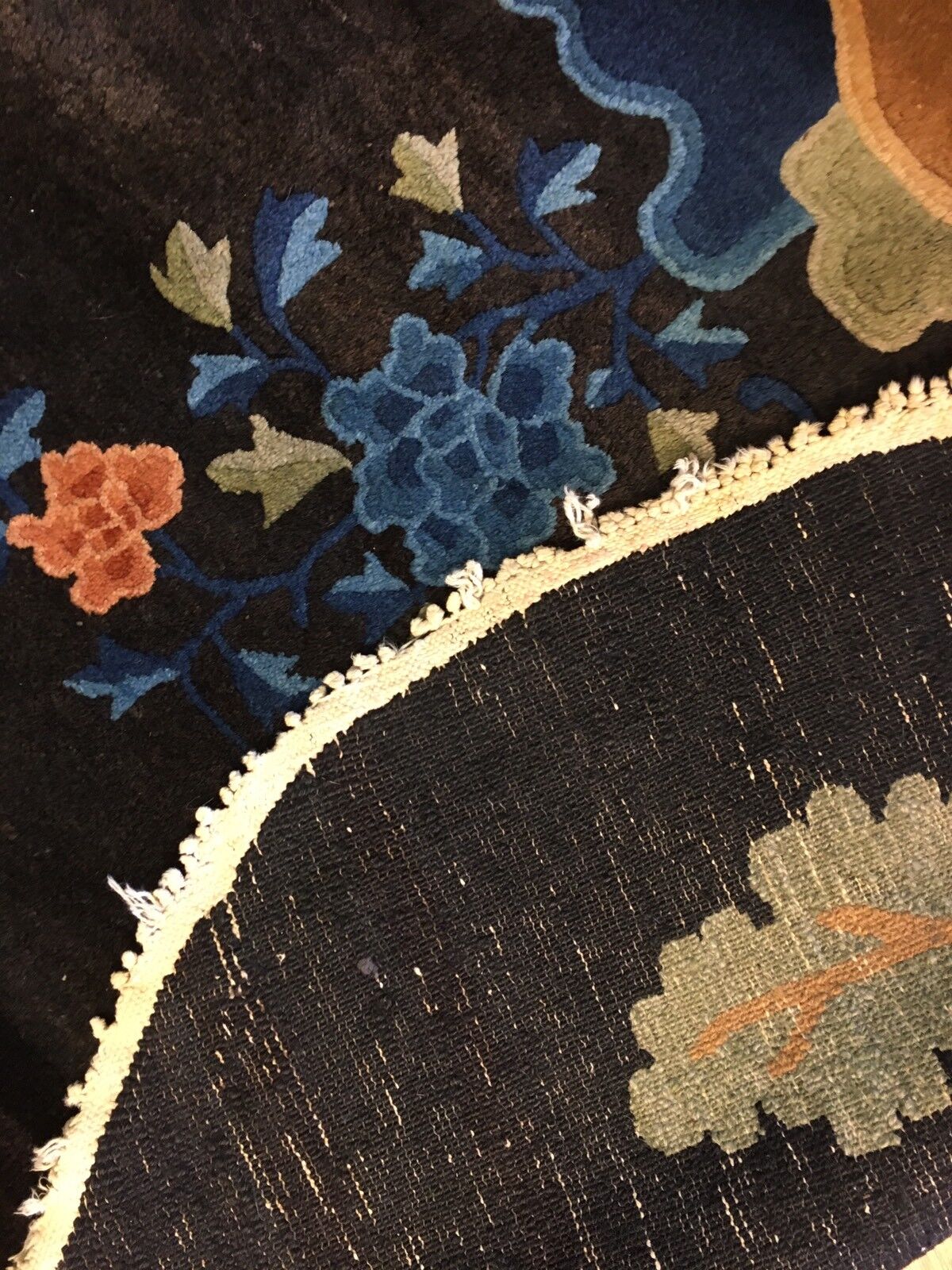 Stunning Antique Chinese Round Peking Rug 3 ft