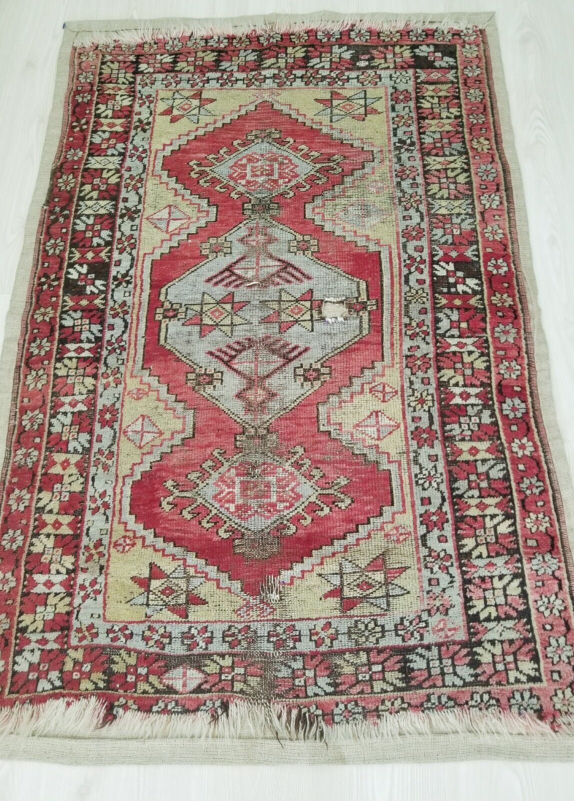 Vintage Tribal Wool Pile Rug, 3'5"×5'4
