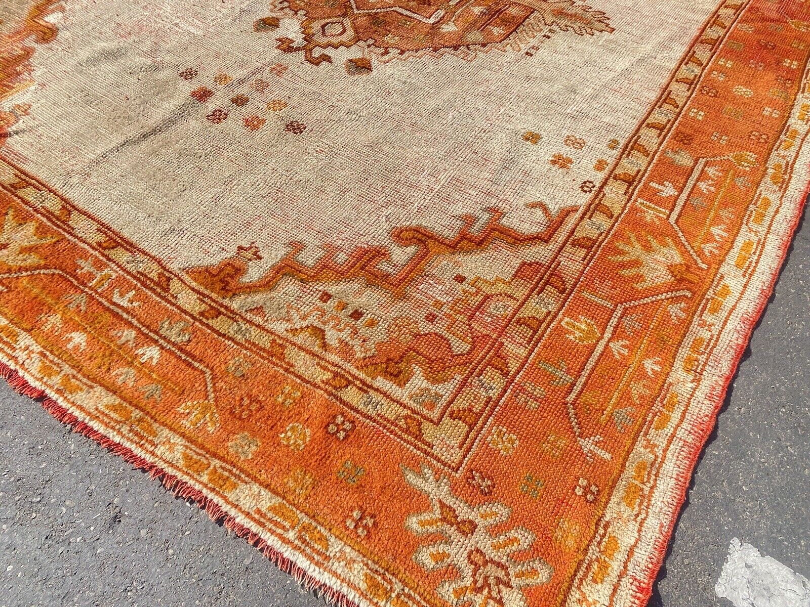Vintage Oushak Rug 8.8x11.3 from 1900s