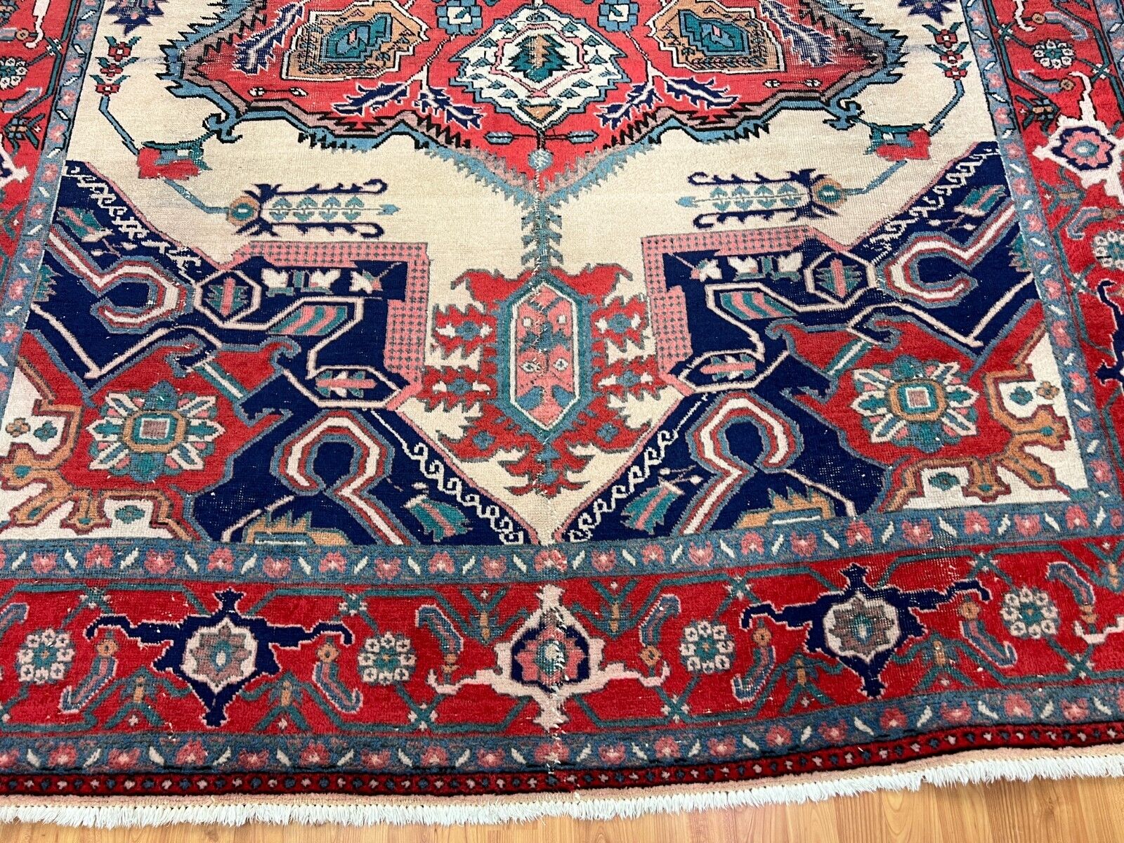 Antique Azerbaijani Handwoven Wool Oriental Rug 1900s
