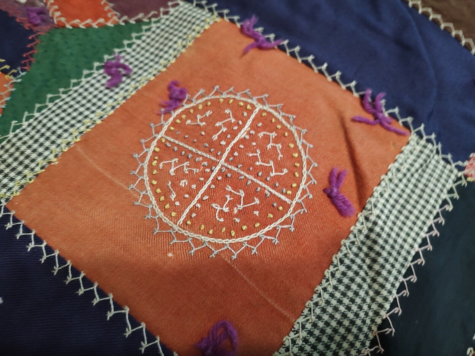 Antique Crazy Quilt, Mid-1800s, 72"x80