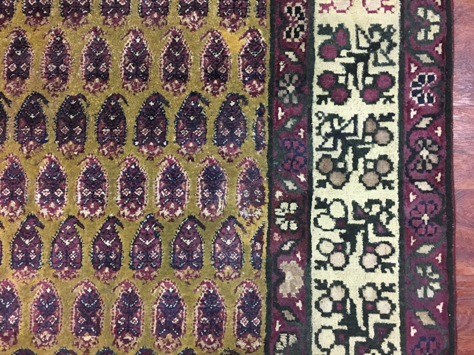 Antique Hand-Knotted 7x12 Paisley Agra Runner