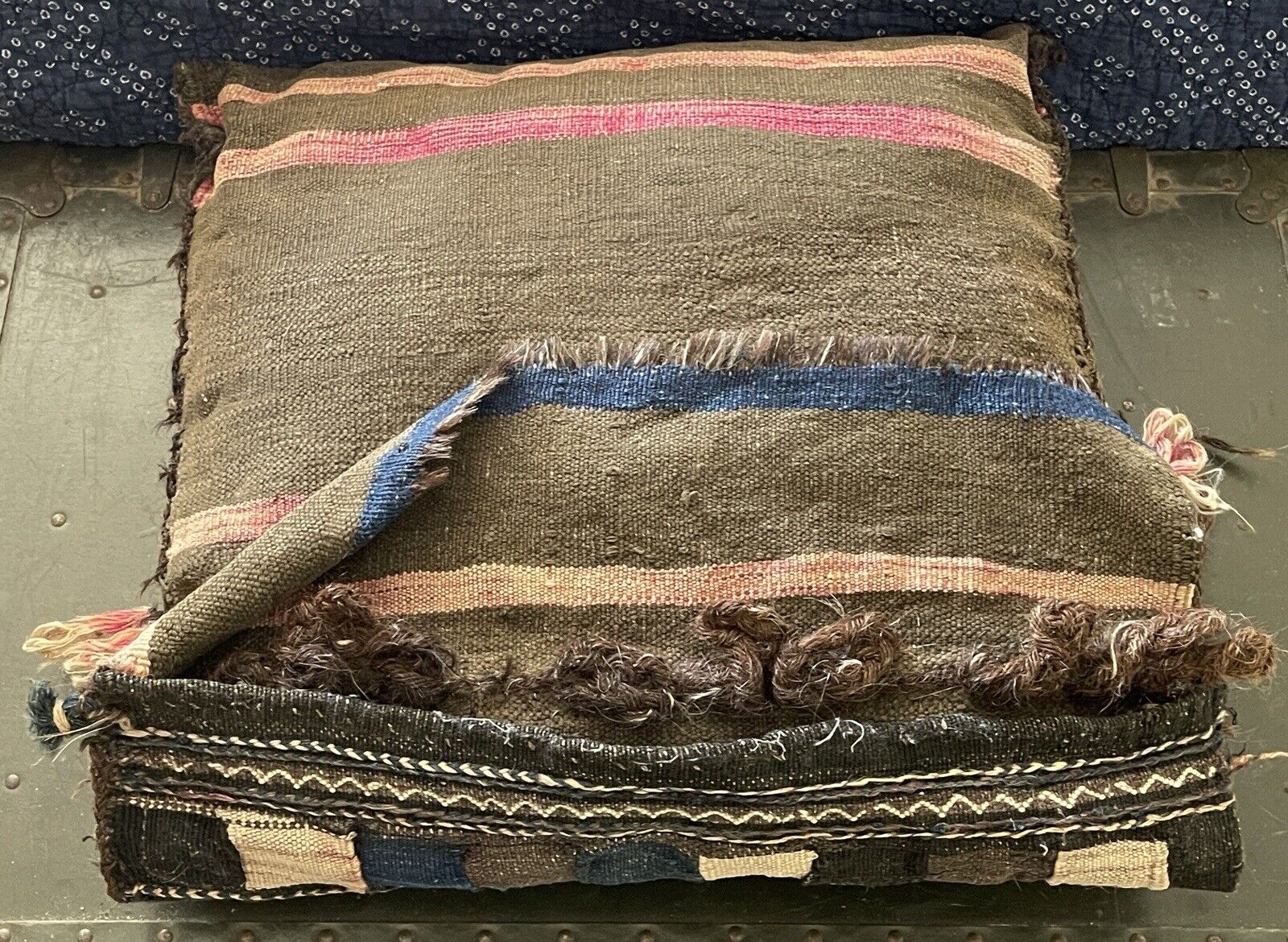 Early 1900s Afghan Throw Rug Pillow