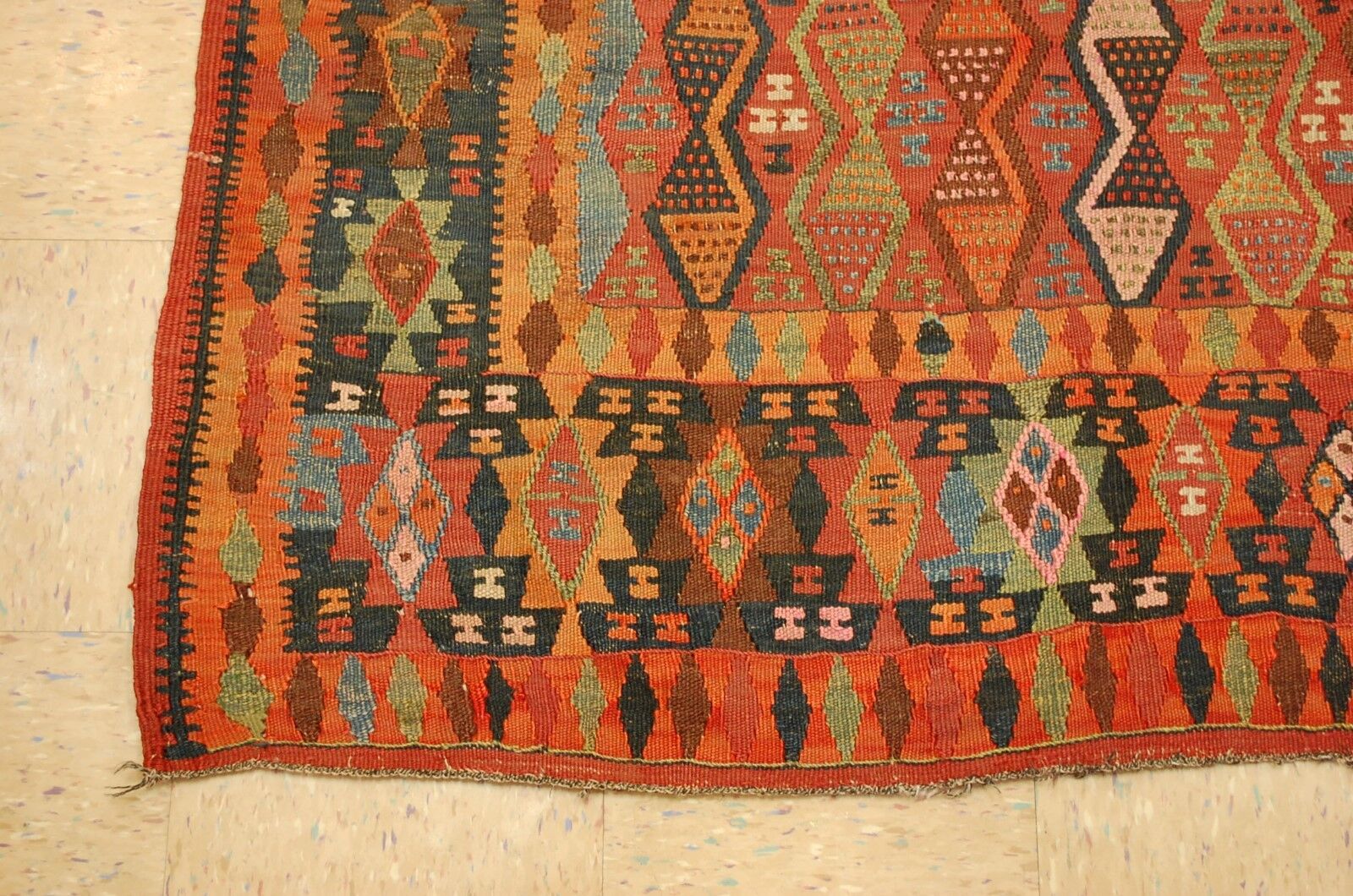 Rare Pre-1900s Caucasian Kilim Rug 4.8x15.6
