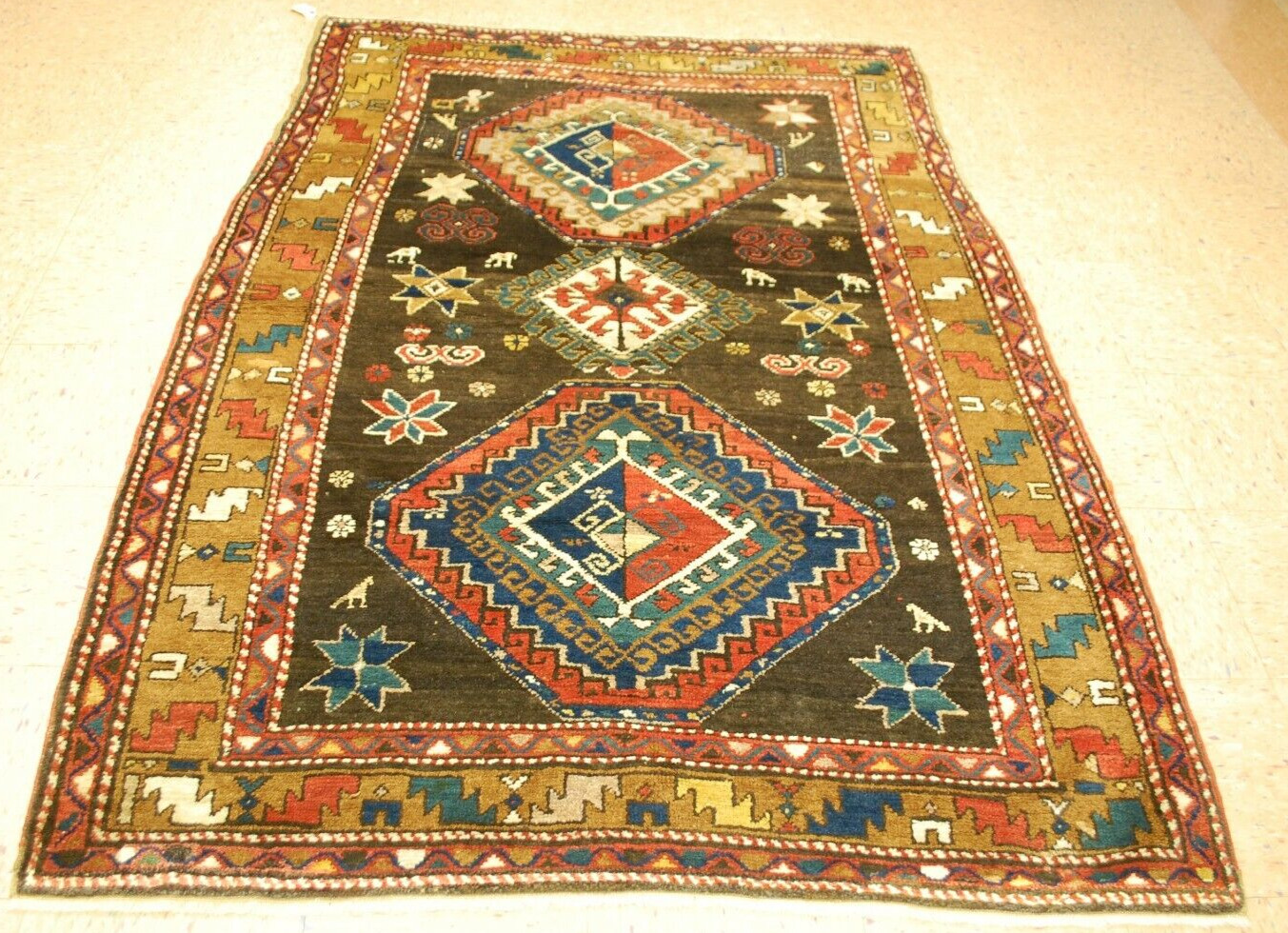 Antique Caucasian Shirvan Rug, 4'8" x 6'7