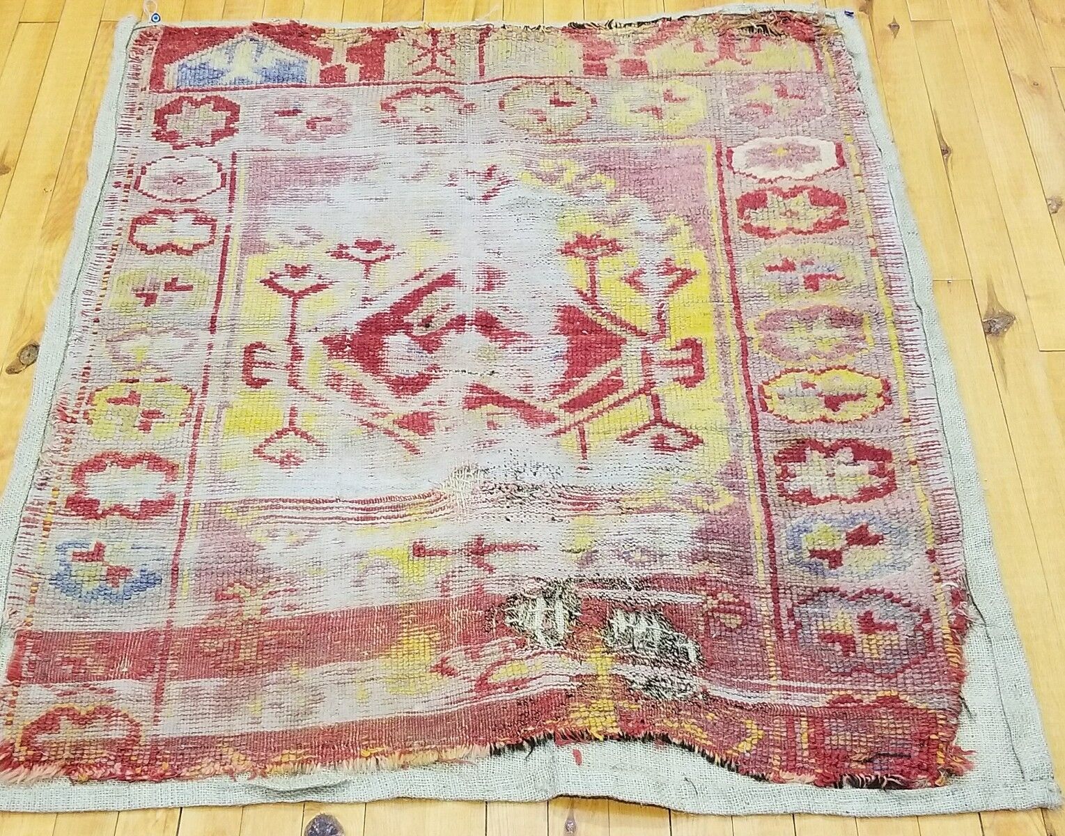 Antique Pre-1900s Wool Pile Prayer Rug 3'x3'6