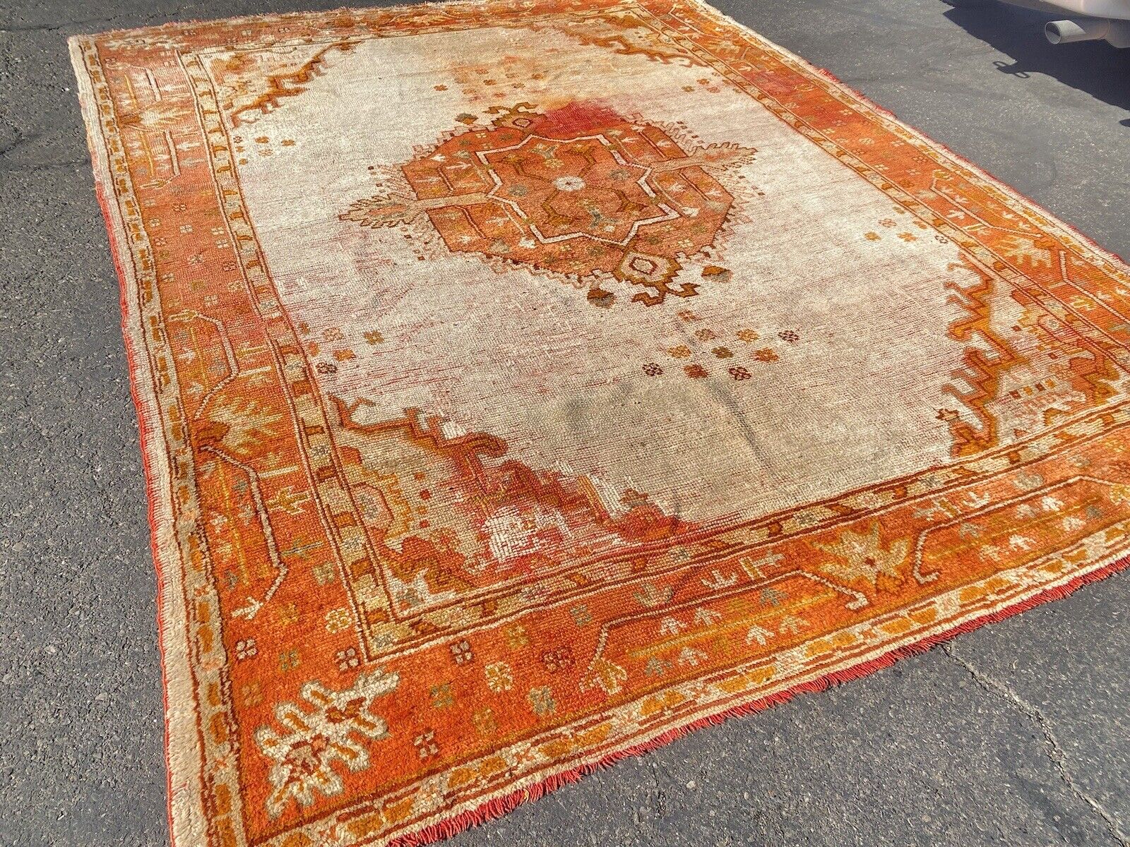 Vintage Oushak Rug 8.8x11.3 from 1900s