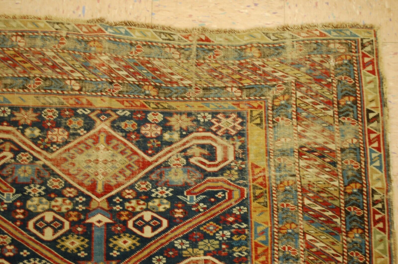Rare Antique Caucasian Shirvan Perpedil Rug 3'11"x5'6
