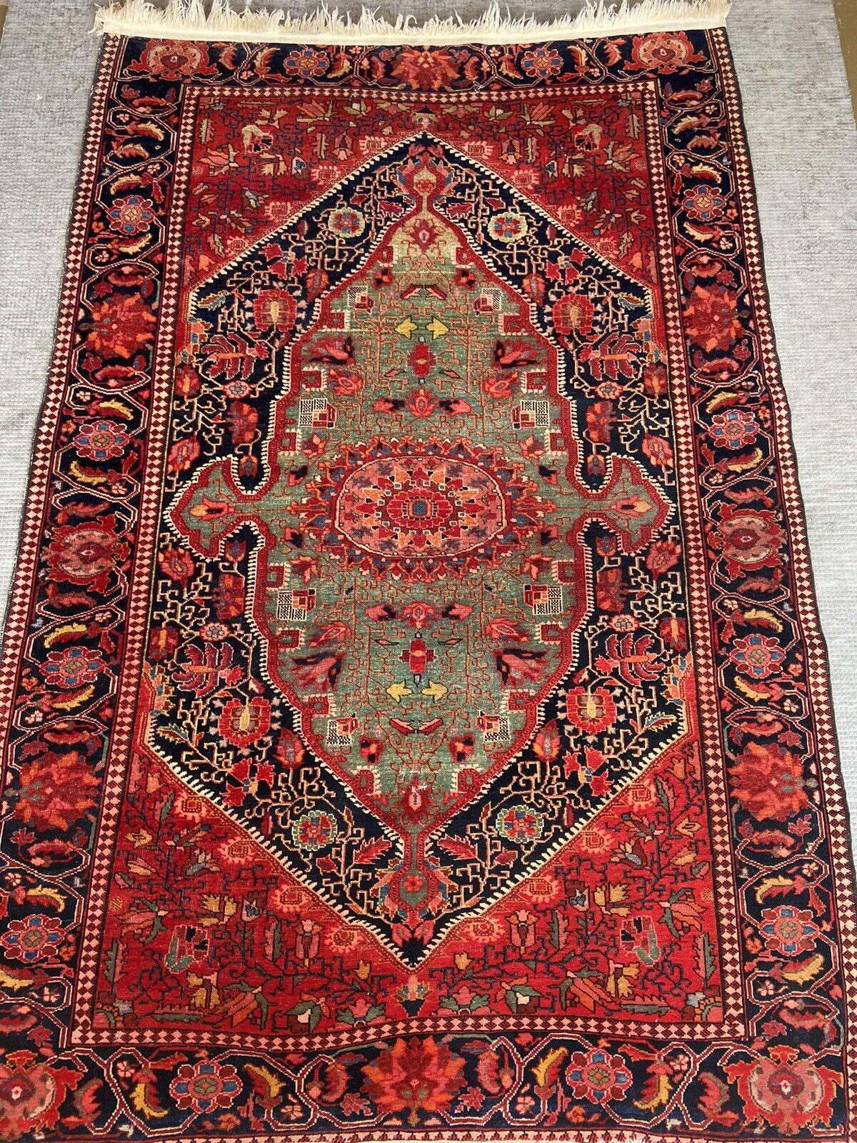 Antique Handmade Persian Wool Rug, 5.3x3.7FT