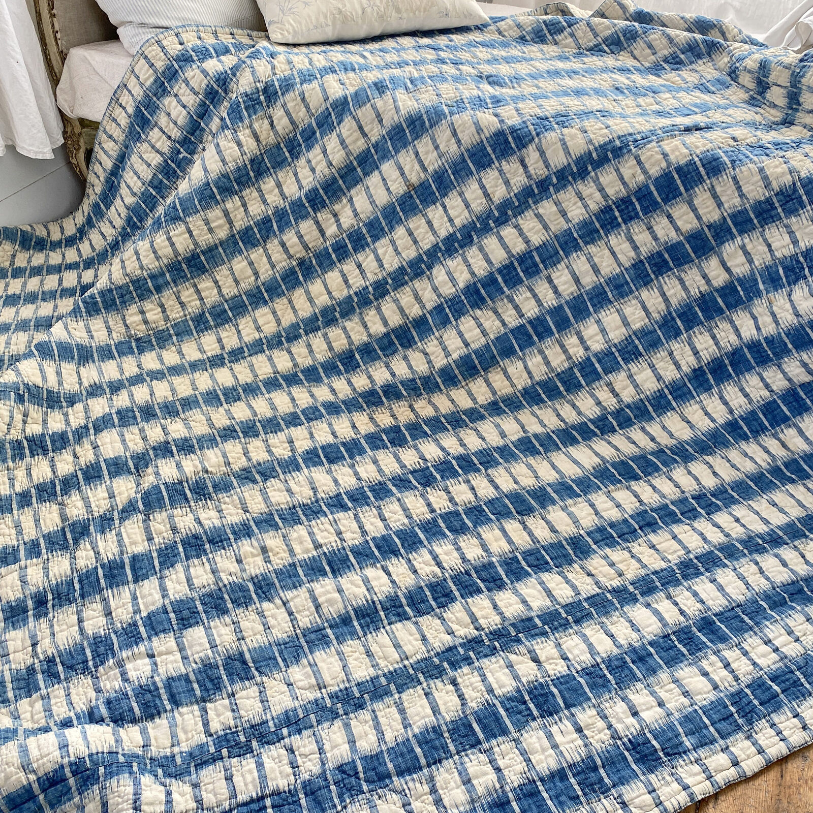 18th Century French Ikat Flamme Antique Quilt