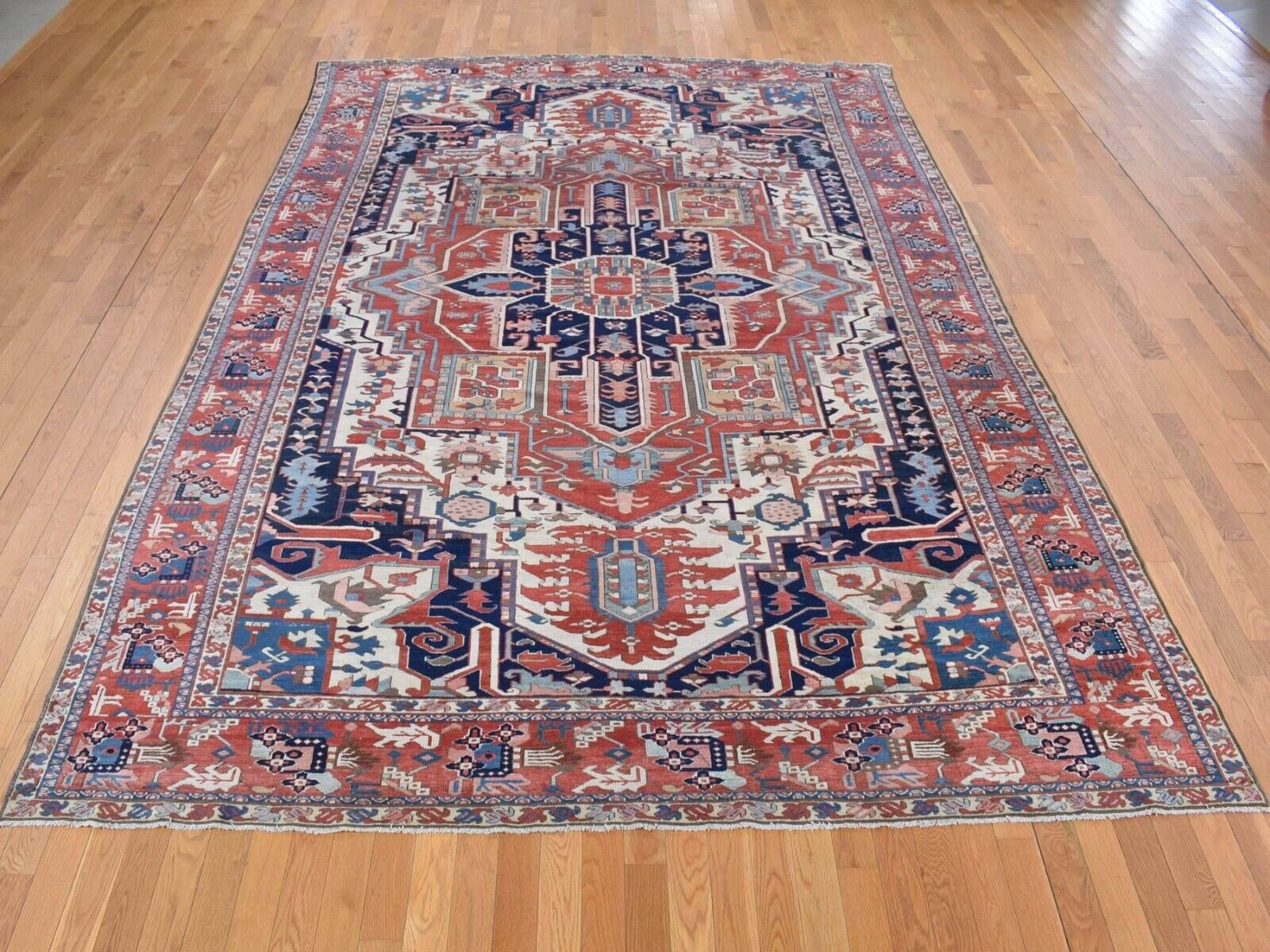 Antique Heriz Rug with Vivid Natural Dyes 8'10" x 12'5