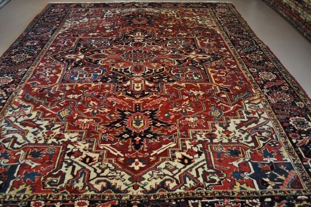 Authentic Kurdish Heriz Vintage Oriental Rug 9'x13