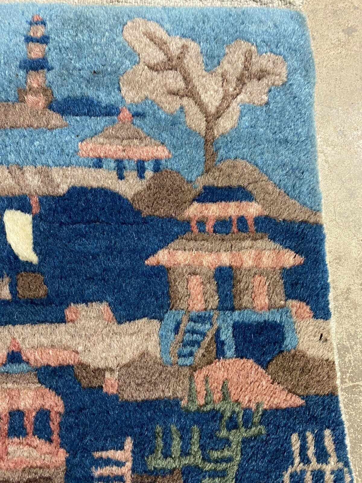 Antique Peking Oriental Landscape Pictorial Rug
