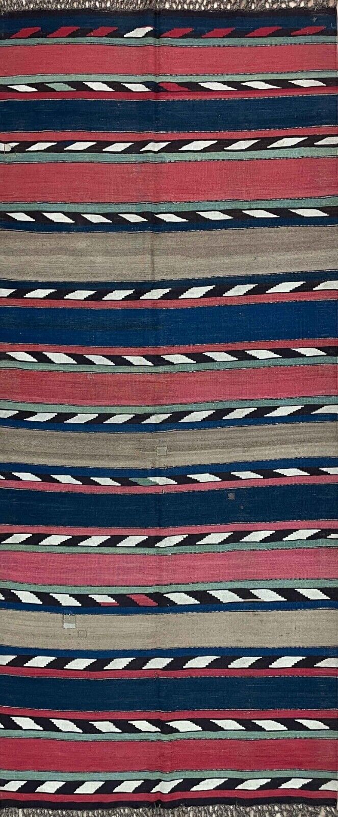 Vintage Turkish Kilim Flatweave Rug, c. 1900, 4'1"x8'6