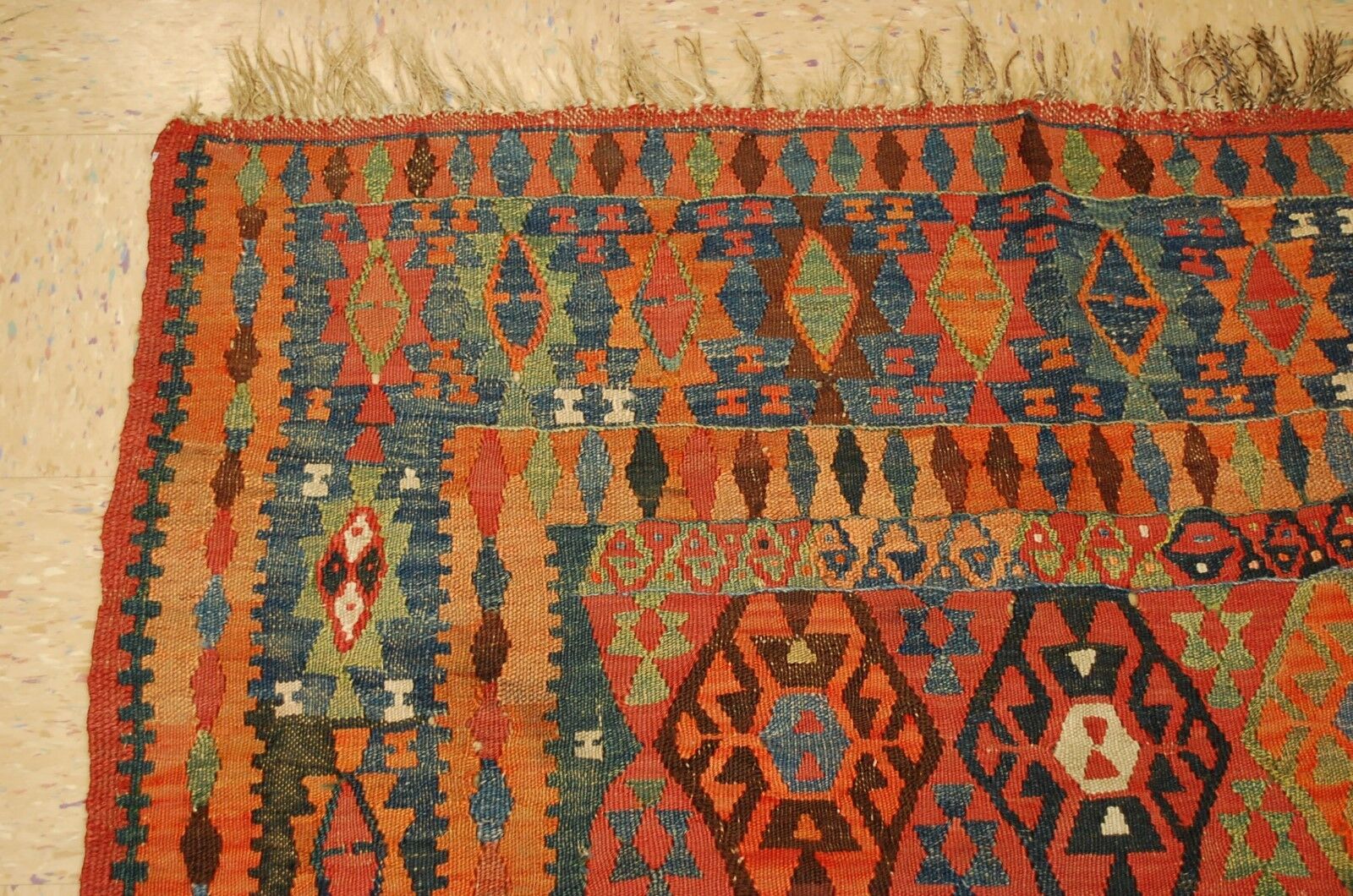 Rare Pre-1900s Caucasian Kilim Rug 4.8x15.6