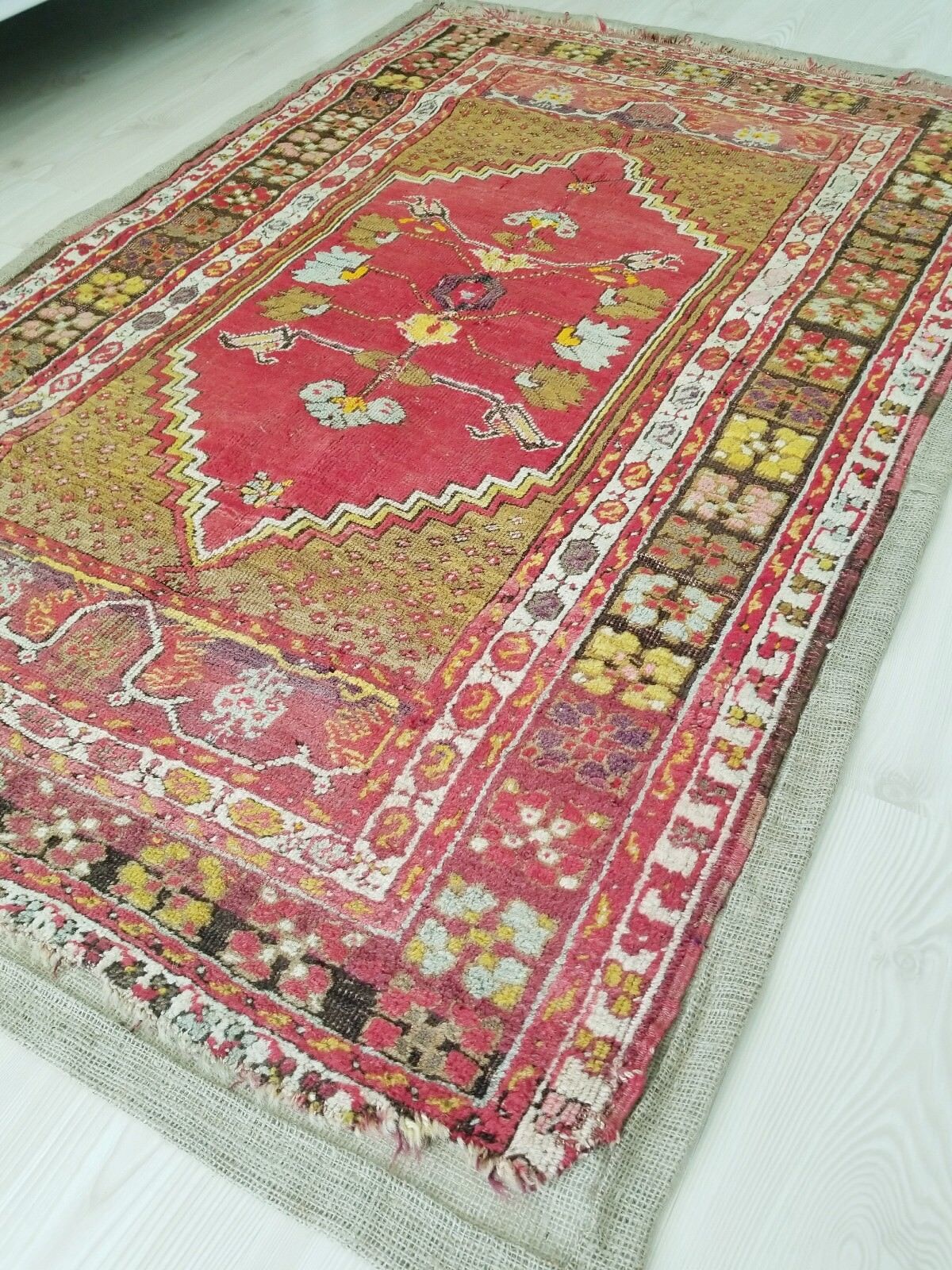 Pre-1900s Kirsehir Wool Pile Rug 3'7"x5'5